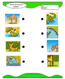 okul öncesi çocuklar Resim ile Parçasını Eşleştir çalışma sayfaları